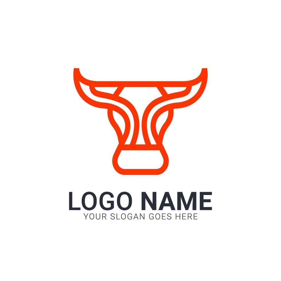 bull logotyp med mörk linje och orange färg. bull logo design. vektor