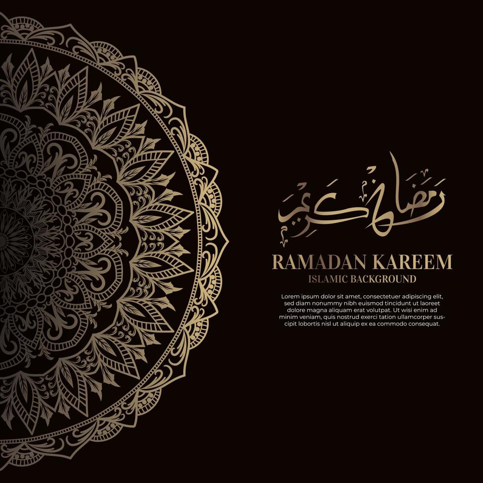 ramadan kareem. islamisk bakgrundsdesign med arabisk kalligrafi och prydnadsmandala. vektor