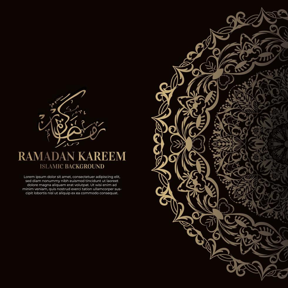 ramadan kareem. islamisk bakgrundsdesign med arabisk kalligrafi och prydnadsmandala. vektor