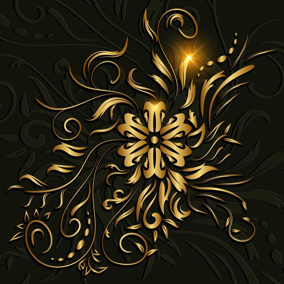 verzierungsblume oder florales goldhintergrunddesign. vektor