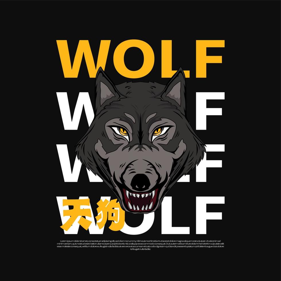 Hauptwolfillustration für T-Shirt-Design vektor