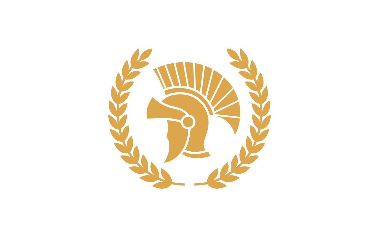 antike griechische Figurenmünze mit Lorbeerkranz-Logo-Design vektor