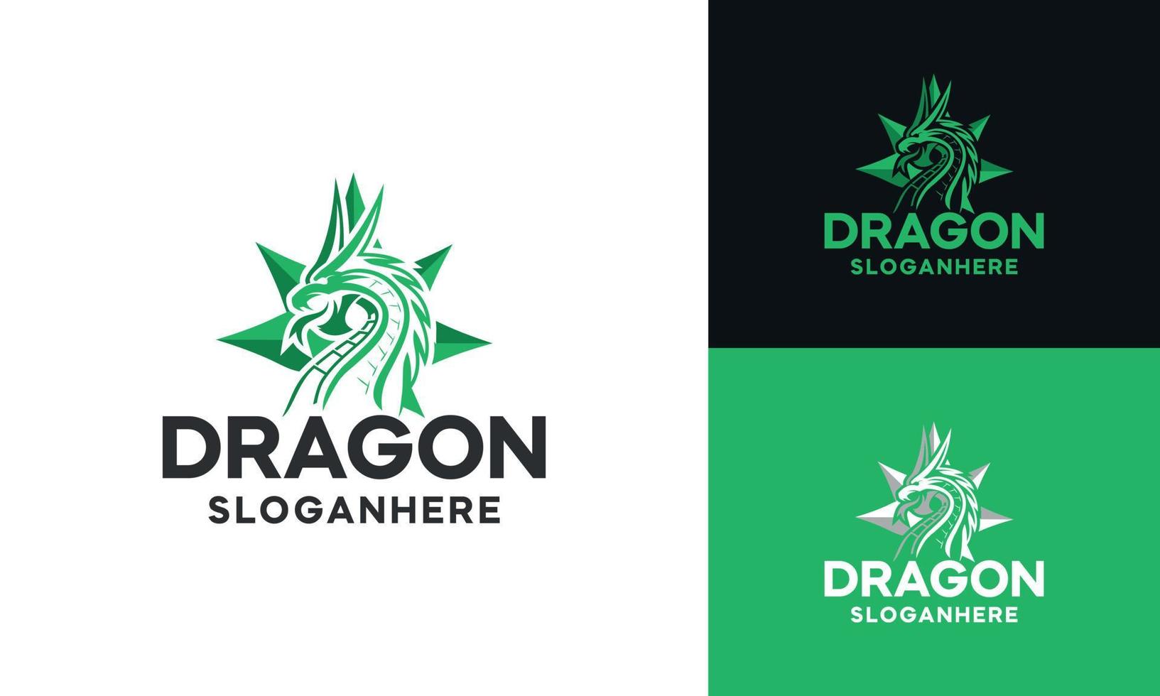 dragon stjärna logotyp, grön färg vektor