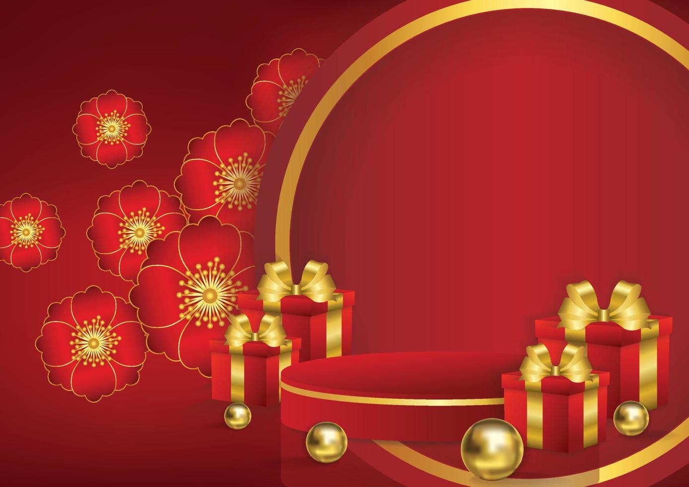 rött och guld kinesiskt nyår banner design vektor