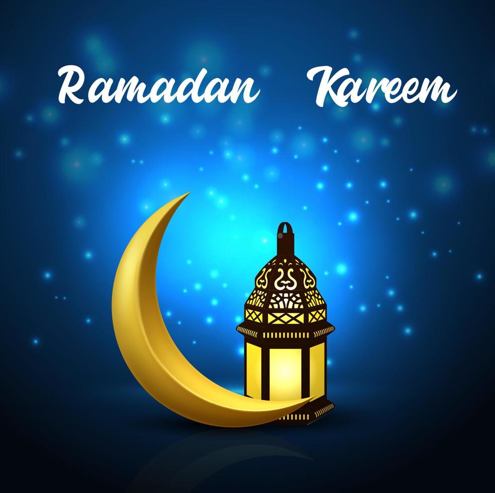 ramadan kareem hintergrund mit halbmond und arabischer laterne vektor