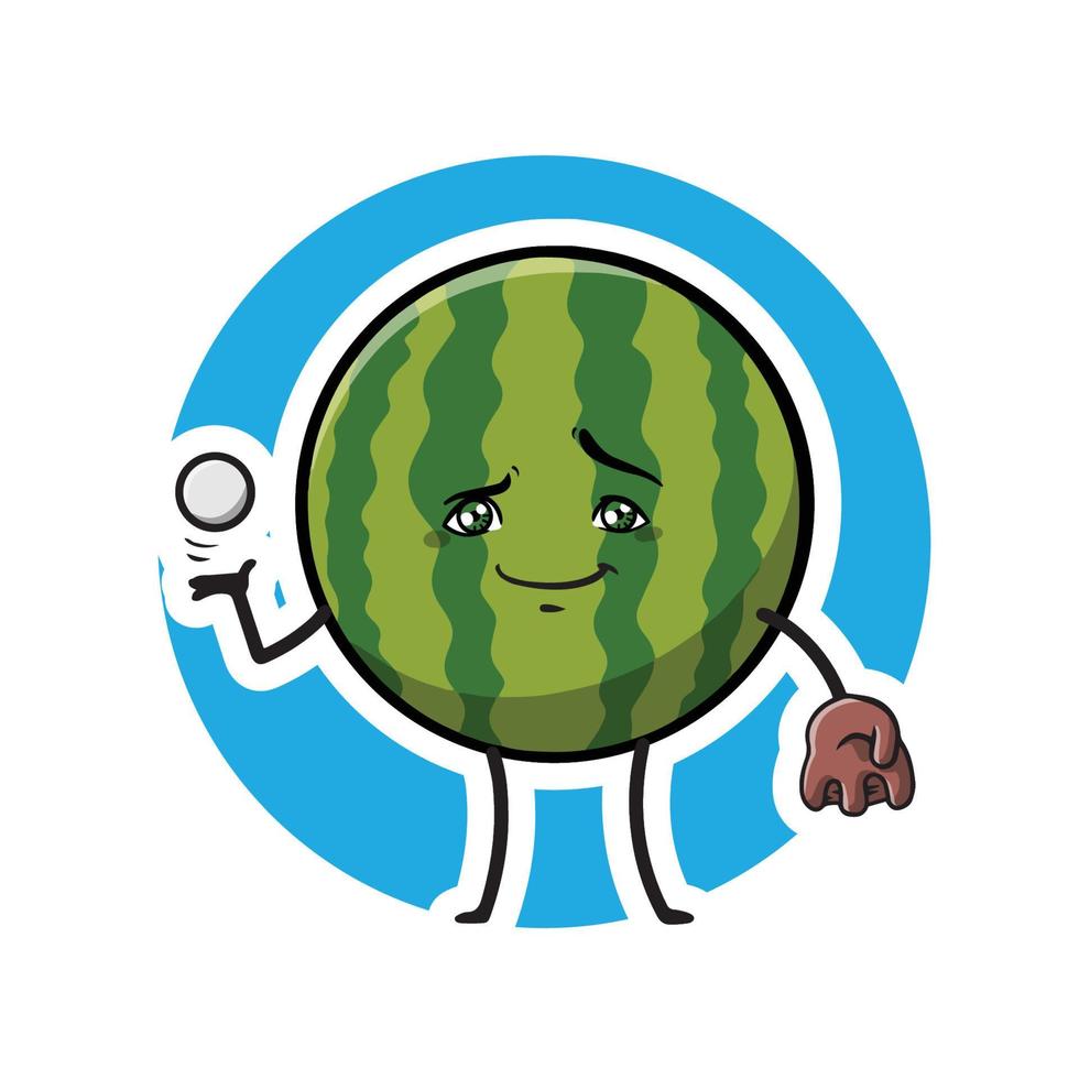 niedliche wassermelonensportkarikatur-vektorillustration vektor