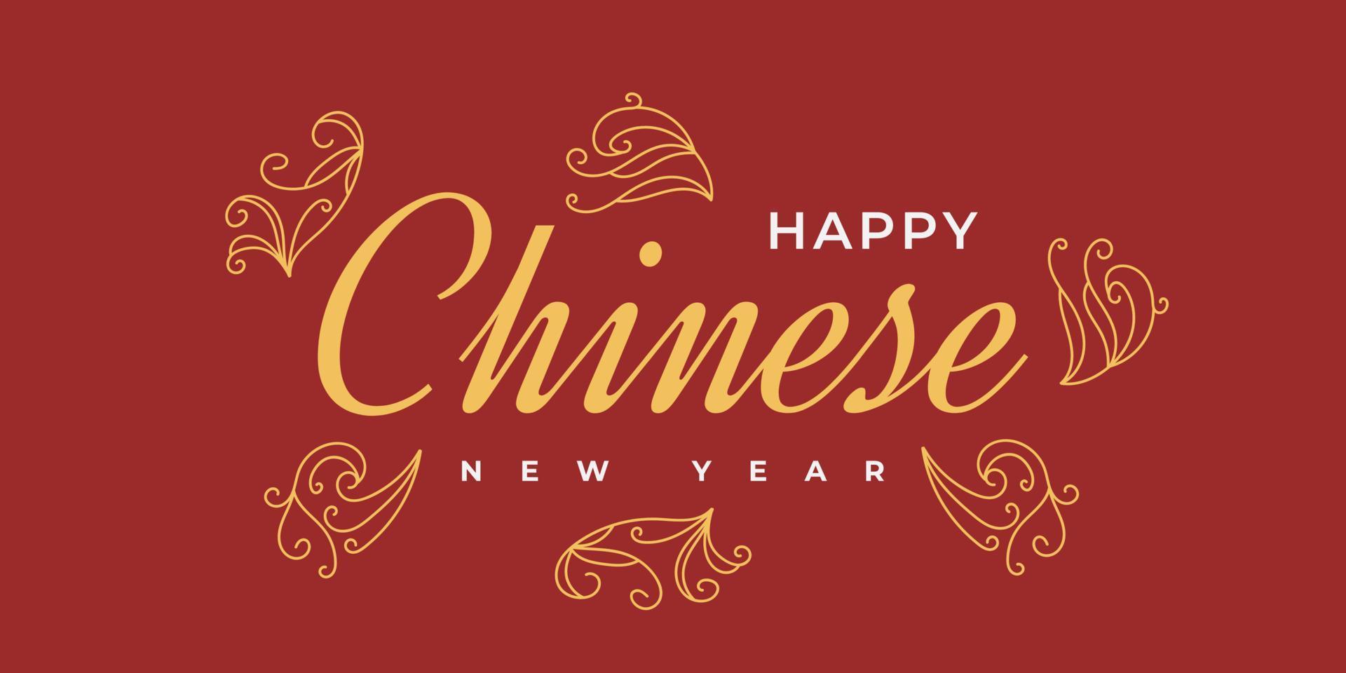 chinesisches neujahrsgrußbanner oder plakat mit blumenillustration lokalisiert auf rotem hintergrund vektor