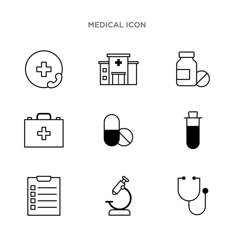 medizinische Icon-Set-Vektor-Design-Vorlagen isoliert auf weißem Hintergrund vektor