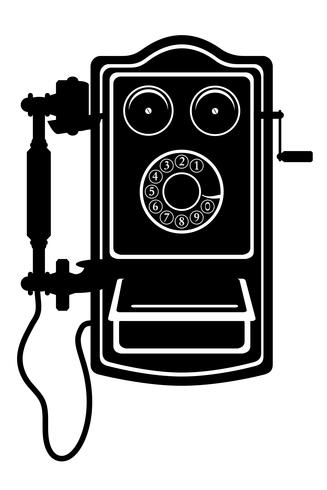 Vektor-Schwarzes Entwurfsschattenbild der Weinleseikone des Vektors des Telefons alte vektor