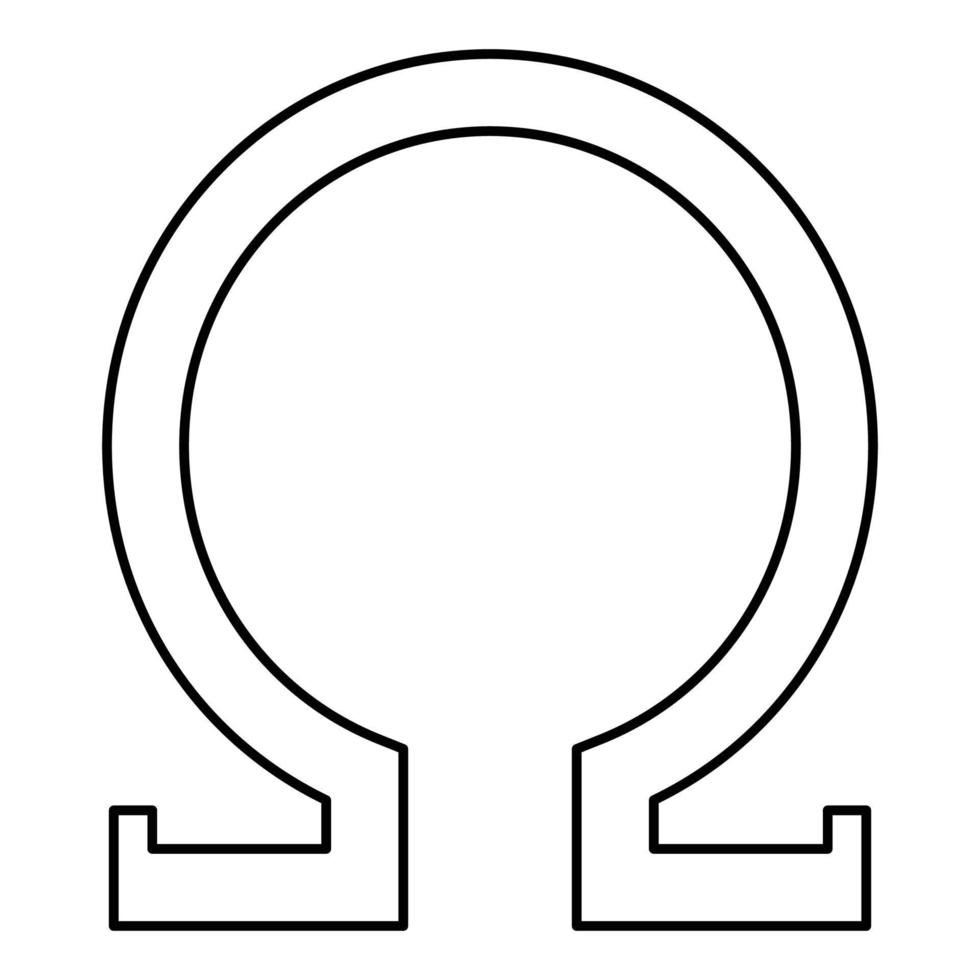 omega grekisk symbol versal versaler teckensnitt ikon kontur svart färg vektor illustration platt stil bild