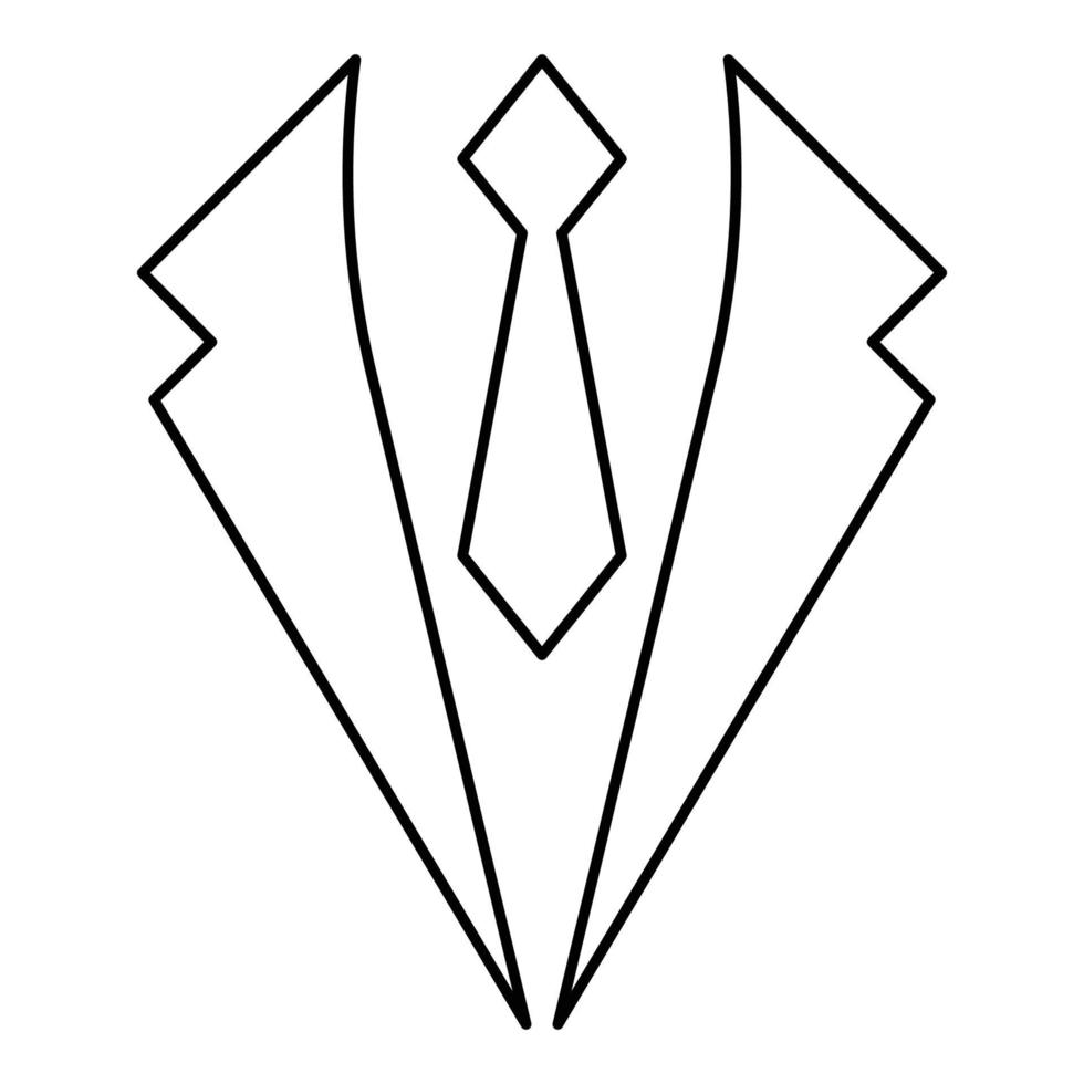 Business-Konzept Jacke und Krawatte Krawatte Anzug für Hochzeit Herrenbekleidung in Frack Kleidung repräsentative Idee Symbol Umriss schwarze Farbe Vektor-illustration Flat Style Image vektor