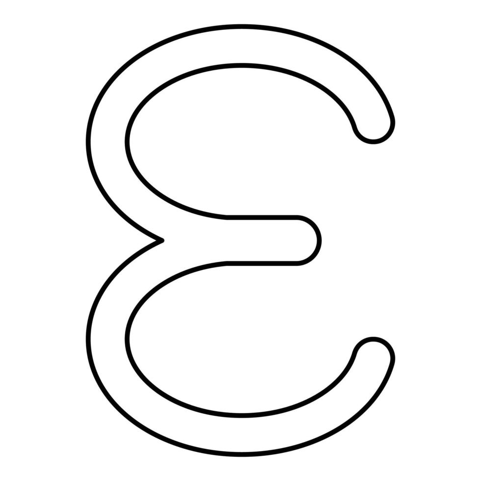 Epsilon griechisches Symbol kleiner Buchstabe Kleinbuchstaben Schriftart Symbol Umriss schwarze Farbe Vektor Illustration flaches Bild