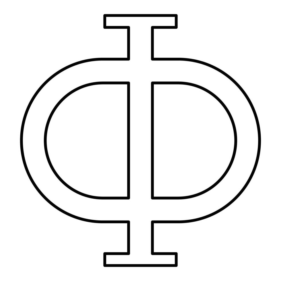 phi grekisk symbol versal versaler teckensnitt ikon kontur svart färg vektor illustration platt stil bild