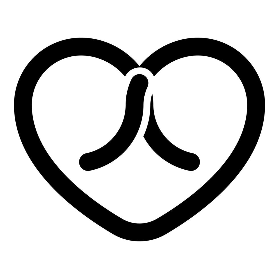 Schleife gebunden Herz Symbol schwarz Farbe Vektor Illustration flachen Stil Bild