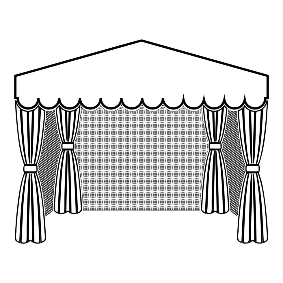 Pavillon zum Einkaufen Business Zelt Festzelt für Werbung Symbol Umriss schwarze Farbe Vektor Illustration Flat Style Image