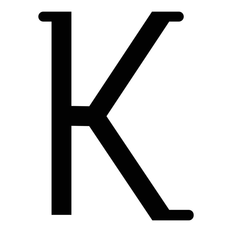 Kappa griechisches Symbol kleiner Buchstabe Kleinbuchstaben Schriftsymbol schwarze Farbe Vektor Illustration flaches Bild