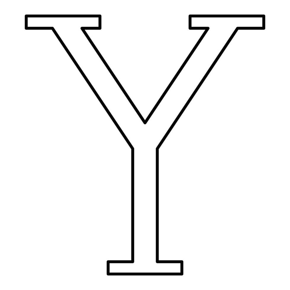 upsilon grekisk symbol versal versaler teckensnitt ikon kontur svart färg vektor illustration platt stil bild