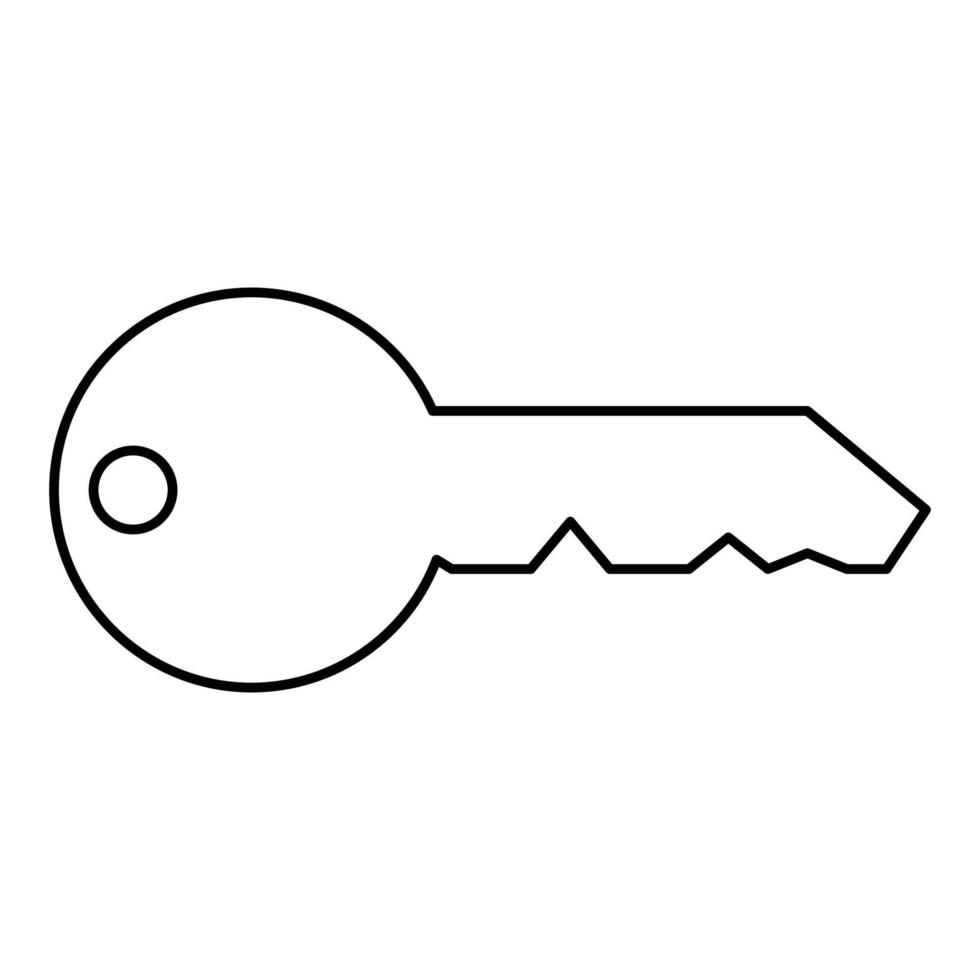 Schlüssel englischer klassischer Typ für Türschlosskonzept privates Symbol Umriss schwarze Farbvektorillustration flaches Stilbild vektor