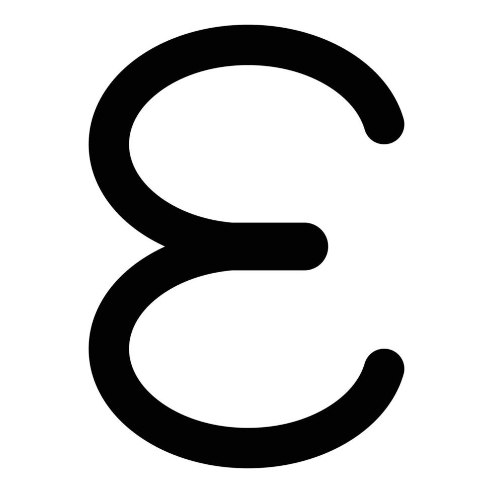 epsilon griechisches Symbol kleiner Buchstabe Kleinbuchstaben Schriftsymbol schwarze Farbe Vektor Illustration flaches Bild