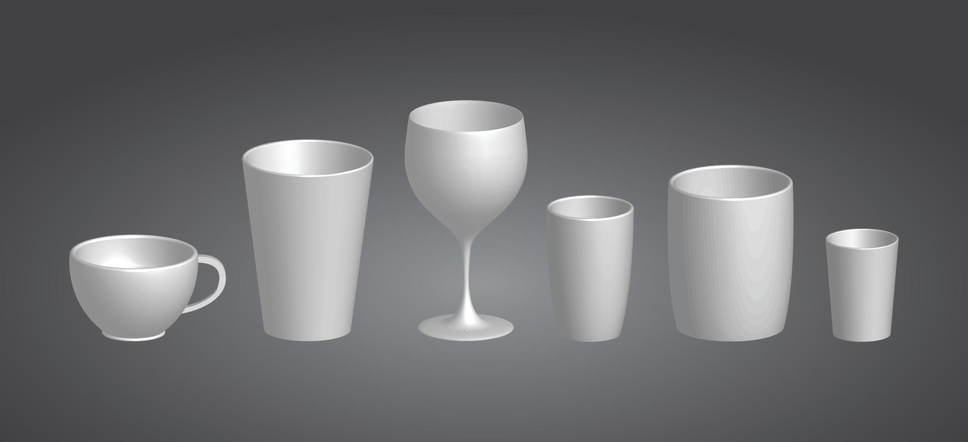 3D-glas element set samling mock up design vektorgrafik, dekorativa prydnadsobjekt vektor