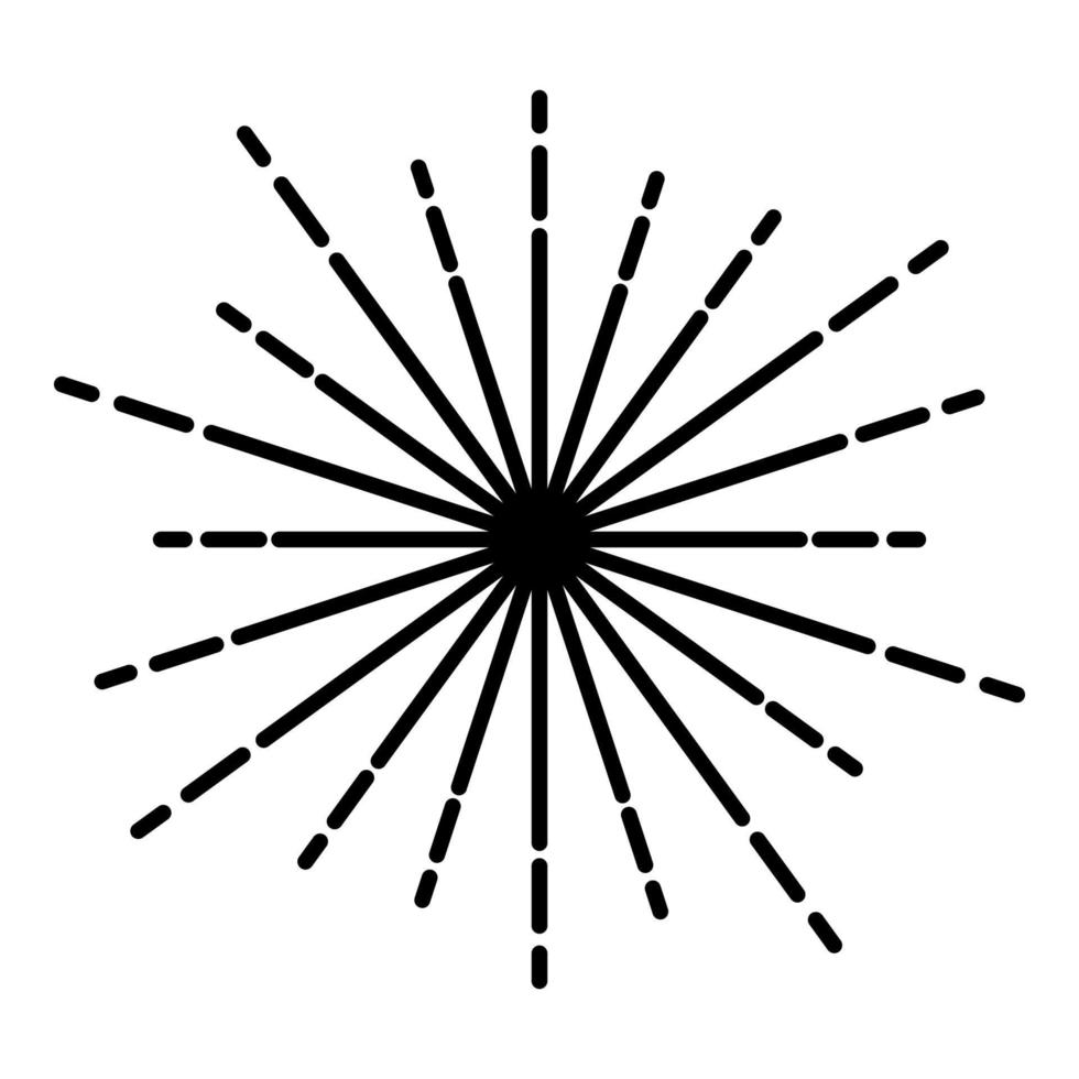 Sunburst-Feuerwerksstrahlen radiale Strahllinien funkeln Glasur Flare Starburst konzentrische Strahllinien Symbol schwarze Farbe Vektor-illustration Flat Style Image vektor