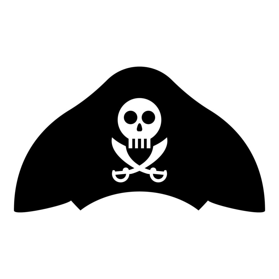 Piratenhut mit Totenkopf und Säbel Cutlass Symbol schwarz Farbe Vektor Illustration Flat Style Image