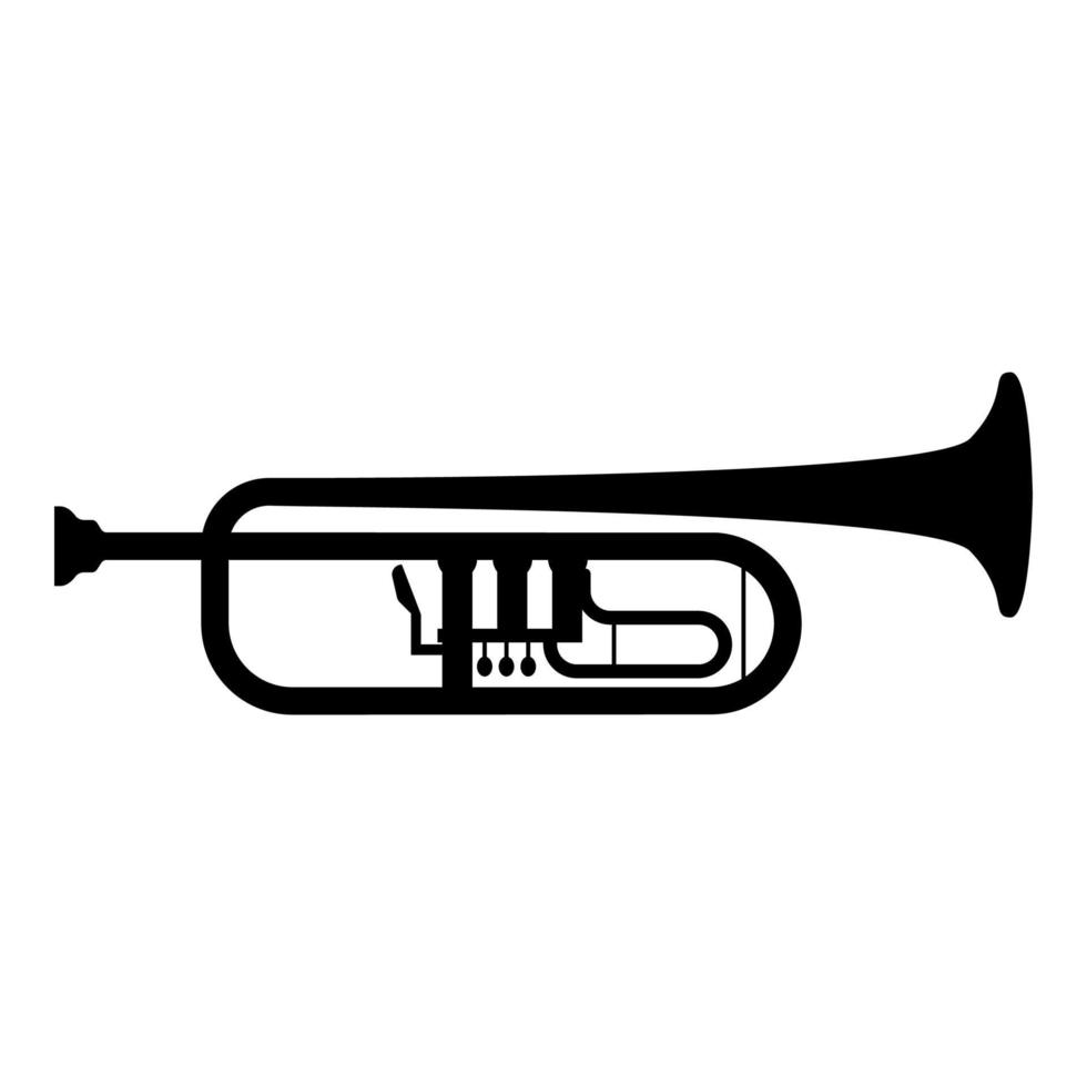 trumpet clarion musikinstrument ikon svart färg vektor illustration platt stil bild