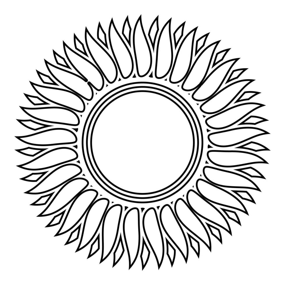 Sonnenblume, Blume, Sonne, Symbol, Umriss, schwarze Farbe, Vektorillustration, flaches Stilbild vektor