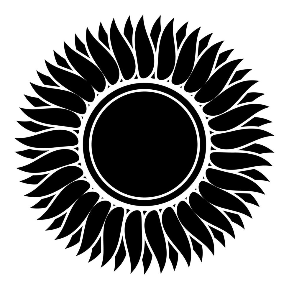 Sonnenblume Blume Sonne Symbol schwarz Farbe Vektor Illustration flachen Stil Bild