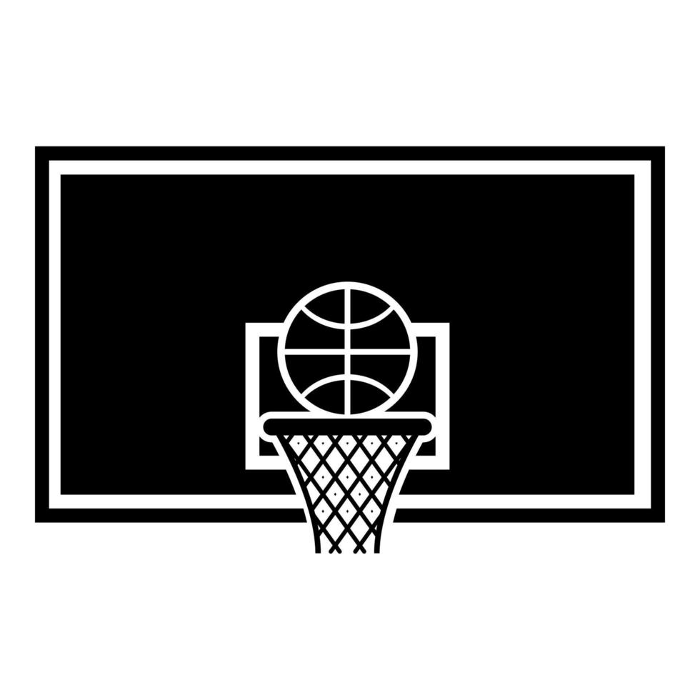 Basketballkorb und Ball Rückwand und Gitterkorb Symbol Farbe schwarz Vektor Illustration Flat Style Image