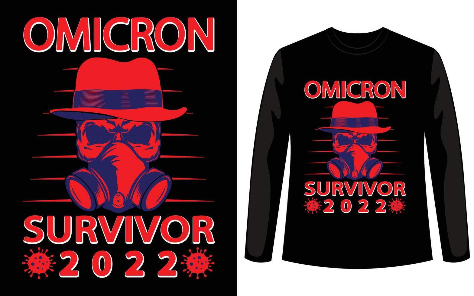 Corona-Virus - Coronavirus-Überlebender 2022 T-Shirt. Vektordesign. Omicron schützen. vektor