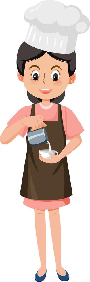 eine Barista-Cartoon-Figur auf weißem Hintergrund vektor