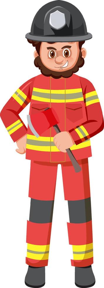 eine Feuerwehrmann-Cartoon-Figur auf weißem Hintergrund vektor