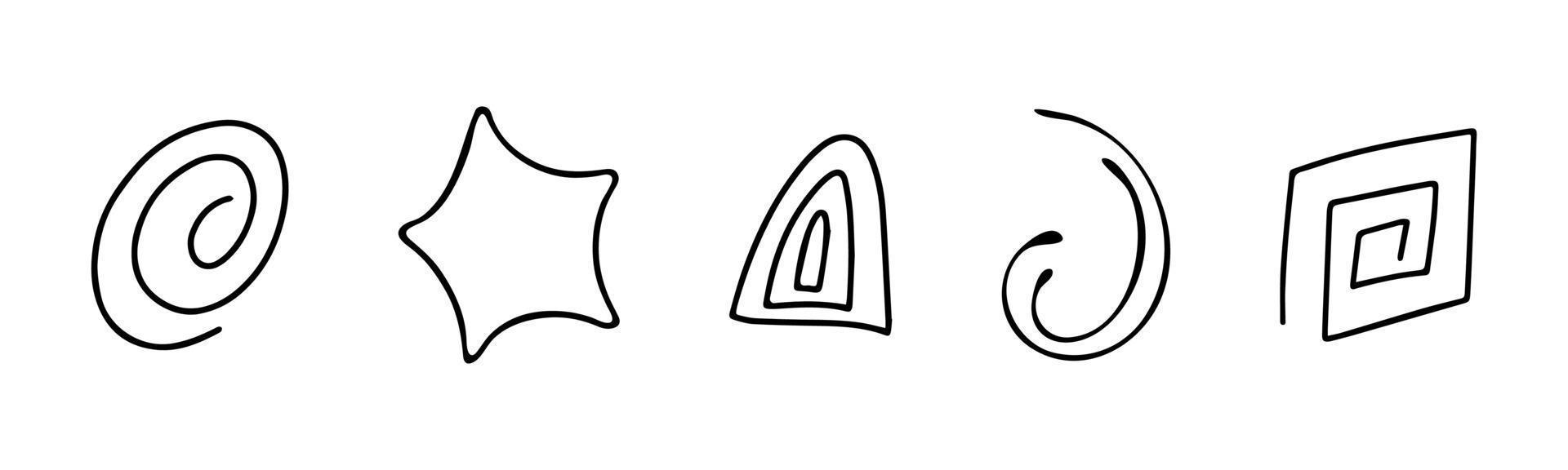 abstrakte handgezeichnete lineare formen für design festgelegt. Schnörkel, Locken. Gekritzelelemente eingestellt, Vektorillustration vektor
