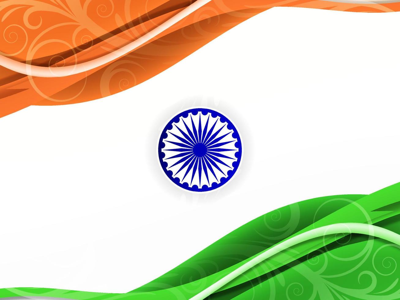 indiska flaggan tema tricolor republiken dag våg stil hälsning bakgrund vektor