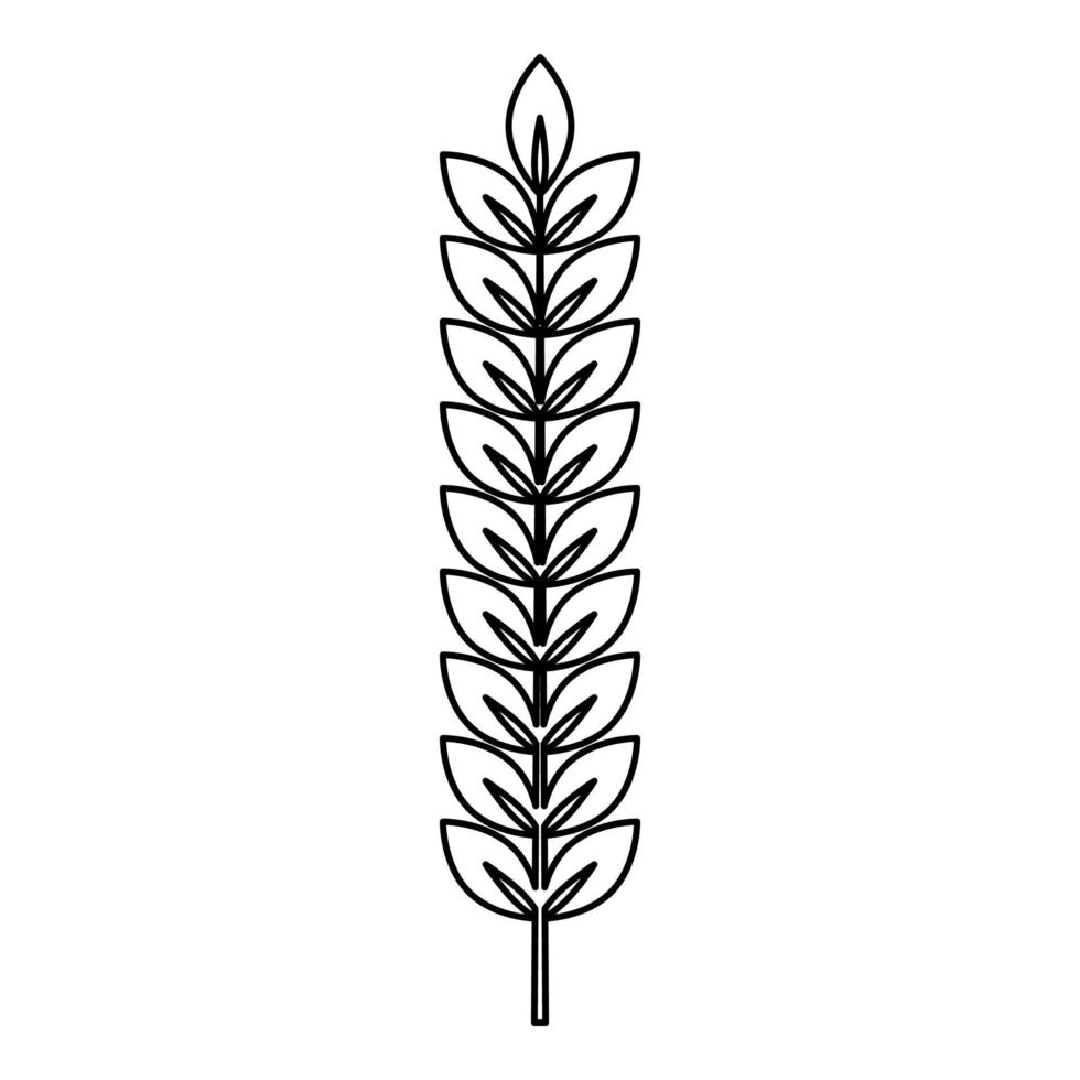 spikelet av vete växt gren ikonen kontur svart färg vektor illustration platt stil bild