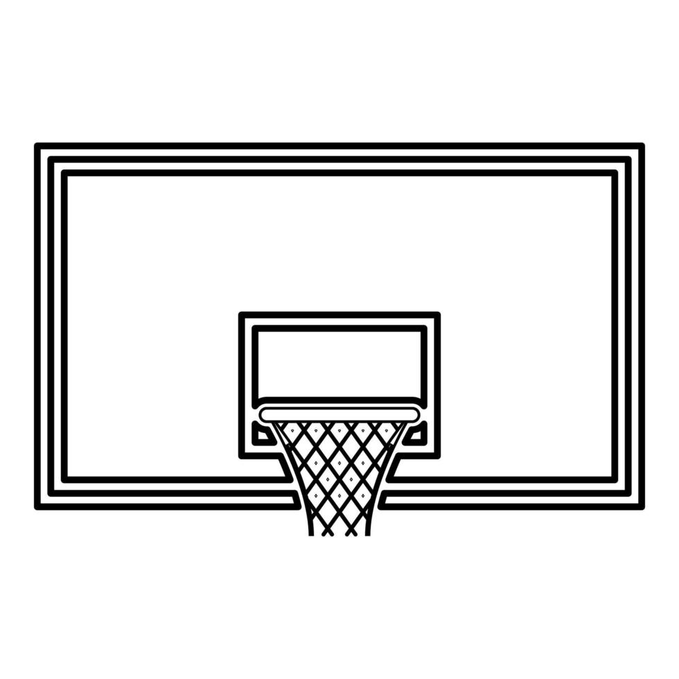 Basketball Rückwand Basketballkorb auf Rückwand Symbol Umriss schwarze Farbe Vektor Illustration Flat Style Image