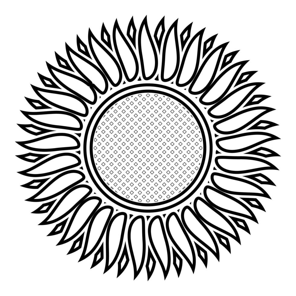 Sonnenblume Symbol Umriss schwarze Farbe Vektor Illustration Flat Style Image