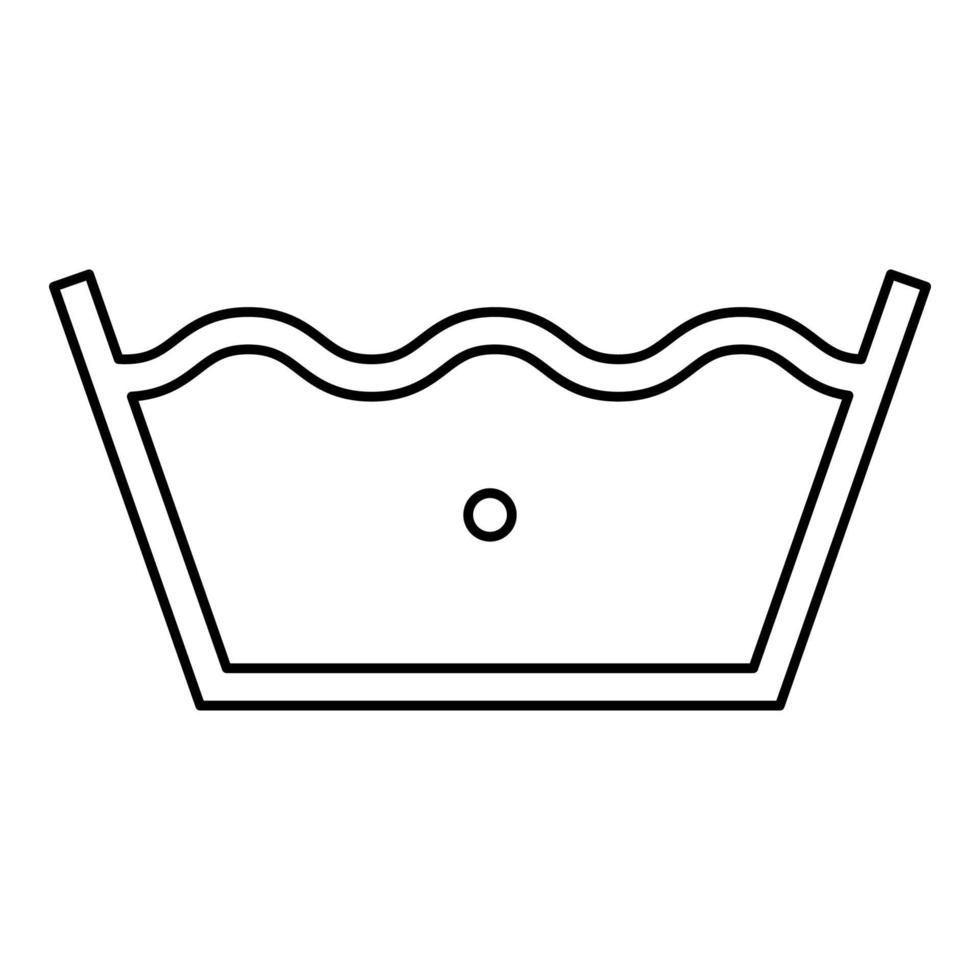 In kaltem Wasser waschen Kleidung Pflegesymbole Waschkonzept Wäsche Zeichen Symbol Umriss schwarze Farbe Vektor Illustration Flat Style Image