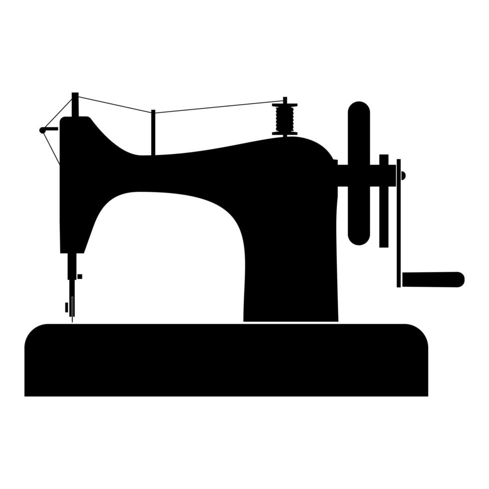 Nähmaschine Nähmaschine Schneider Ausrüstung Vintage Symbol Farbe schwarz Vektor Illustration Flat Style Image