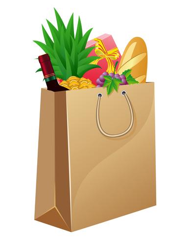 Einkaufstasche mit Lebensmitteln vektor