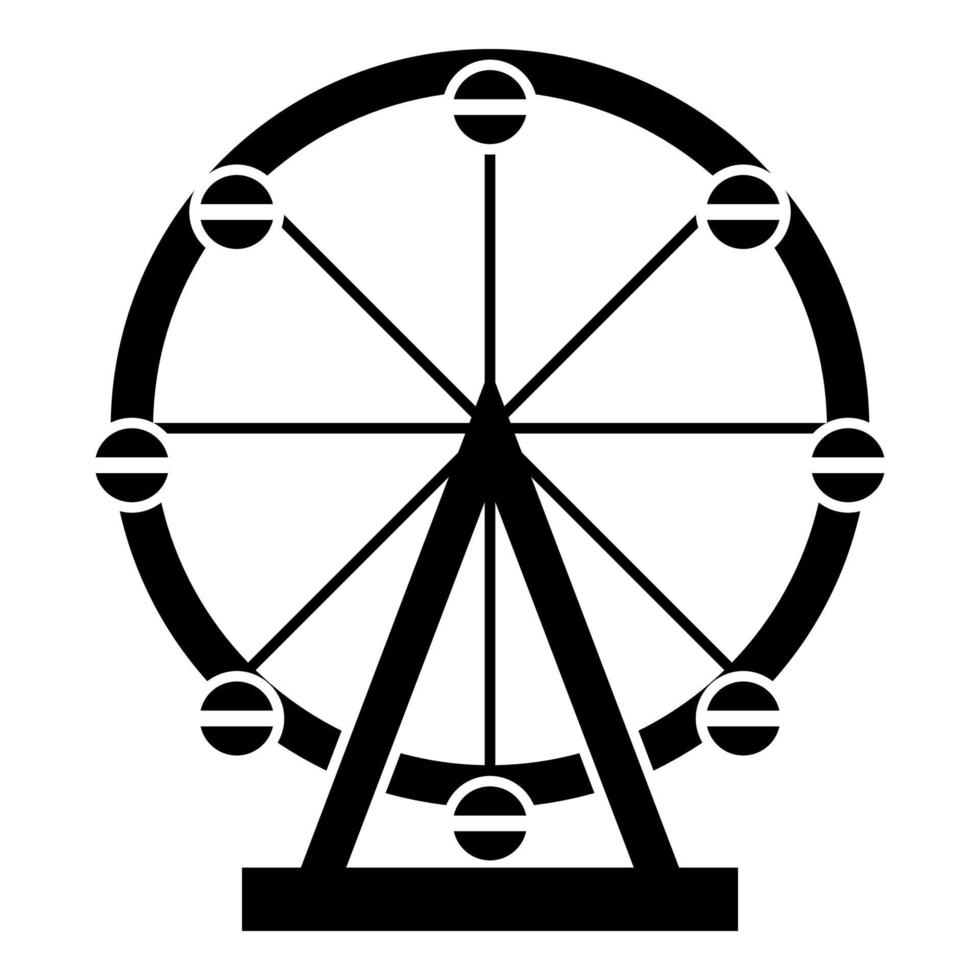 Riesenrad Vergnügungen im Park auf Attraktion Symbol Farbe schwarz Vektor Illustration Flat Style Image