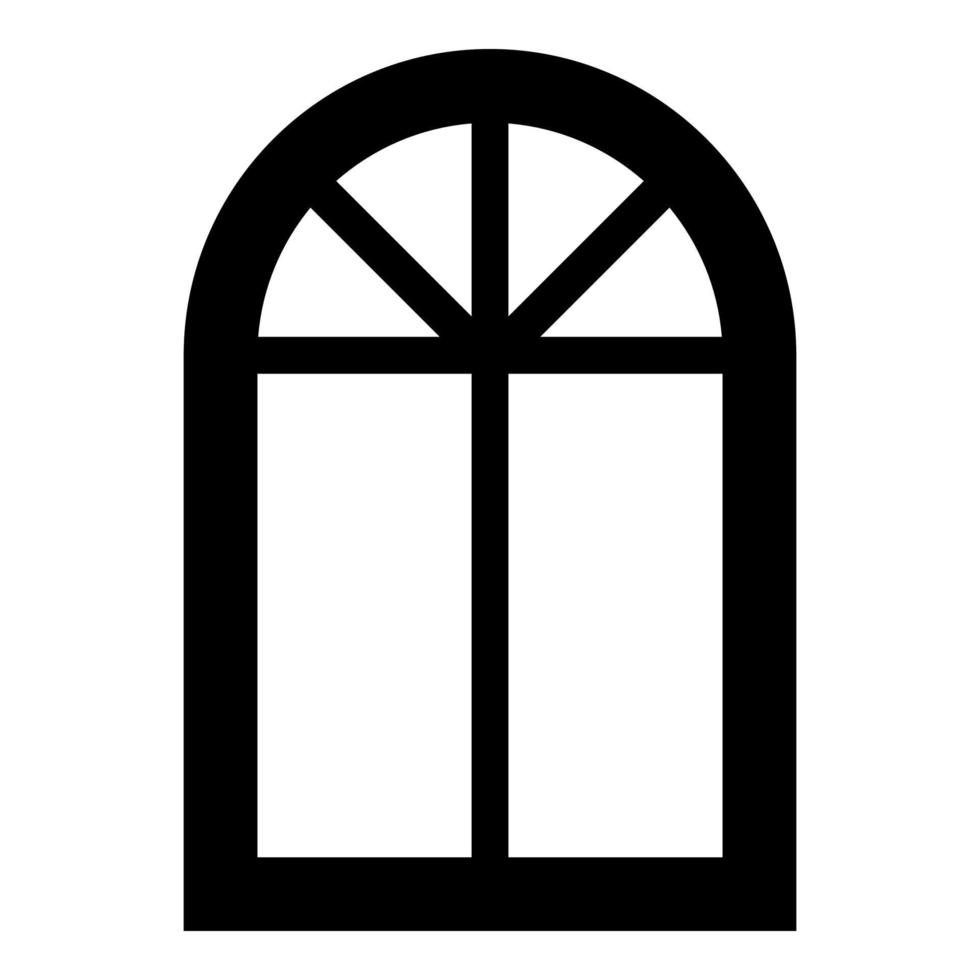 Fensterrahmen halbrund am oberen Bogenfenster Symbol schwarz Farbe Vektor Illustration Flat Style Image