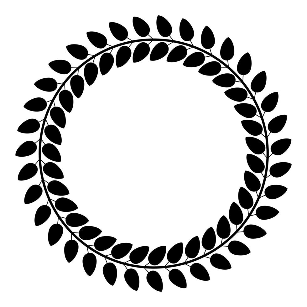 Blumenkreis Kranz aus Blättern runde Blumenrahmen Blumenrand Symbol schwarze Farbe Vektor Illustration flaches Bild