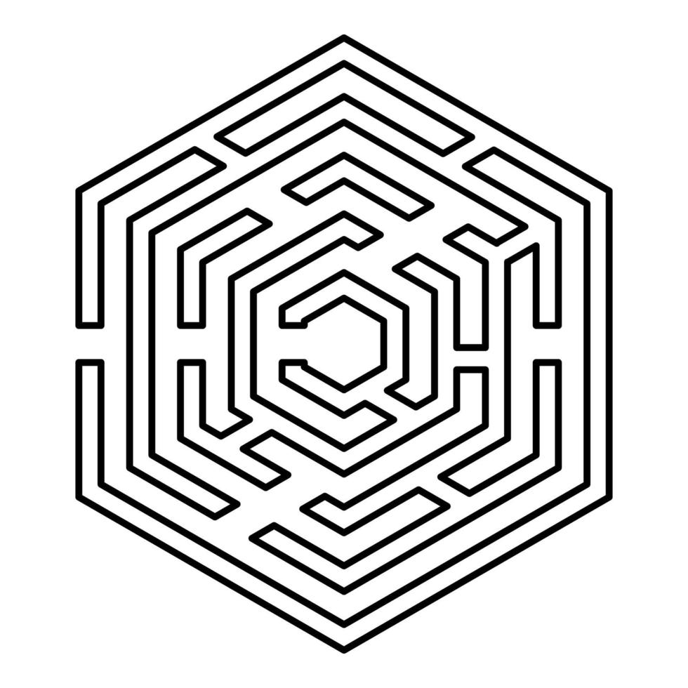 sechseckiges Labyrinth sechseckiges Labyrinth Labyrinth mit sechs vektor