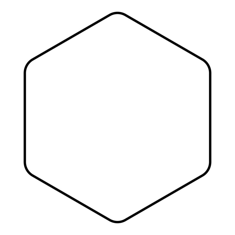 hexagon med rundade hörn ikonen svart färg vektor