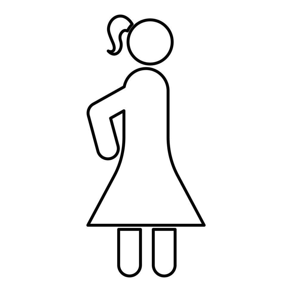 kvinna stick ikon svart färg kontur vektor