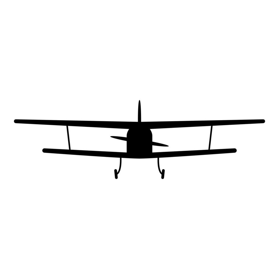 Flugzeugansicht mit Frontlicht Flugzeug Zivilflugmaschine Symbol schwarz Farbe Vektor Illustration Flat Style Image