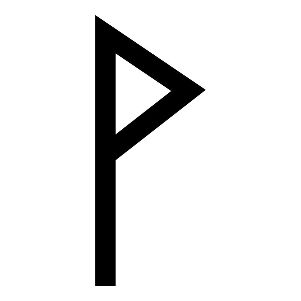 vuno rune wunjo symbol w vinna vane glädje ikon svart färg vektor illustration platt stil bild