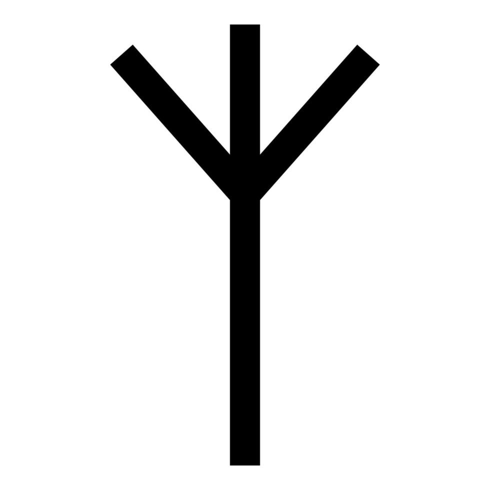 algiz elgiz rune elk reed verteidigungssymbol symbol schwarze farbvektorillustration flaches stilbild vektor